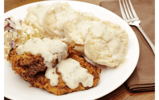 Make simple delicious chicken-fried steak with creamy gravy served with biscuits with an Old Time Farm monthly beef share subscription delivered in Pittsburgh