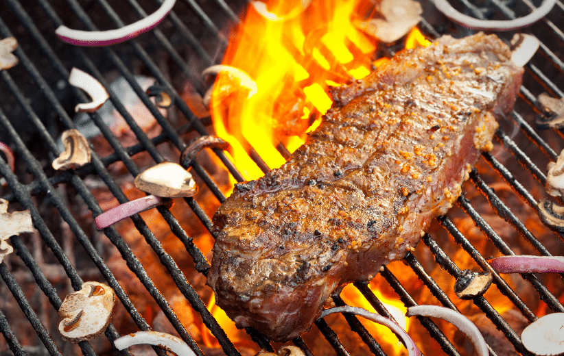 Juicy grilled steak with vegetables, perfect for a monthly beef subscription from Old Time Farm