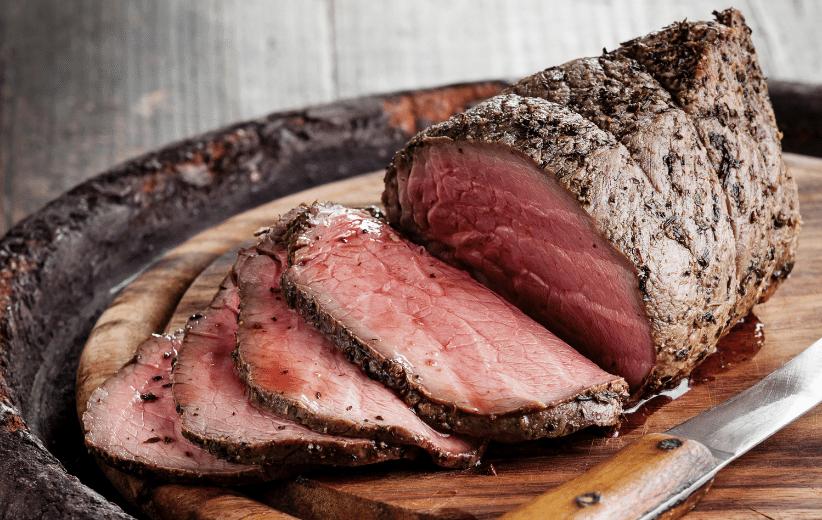 Sliced roast beef with farm-direct grass-fed rump roast from Old Time Farm in Mercer County, PA delivered to your Pittsburgh door