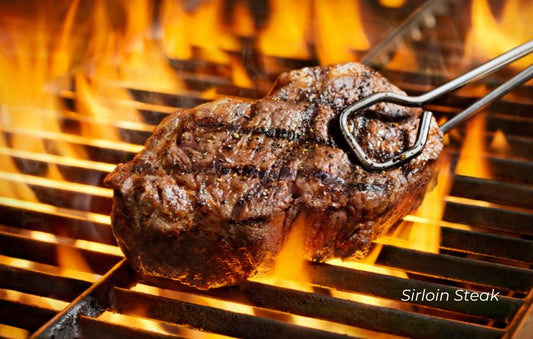Juicy sirloin steak on the grill, perfect choice for a monthly beef subscription